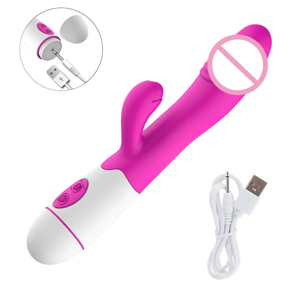 G Spot silikonowy wibrator królik z podwójną wibracją stymulator łechtaczki 10 prędkości zabawka erotyczna dla dorosłych dla kobiet — image 1