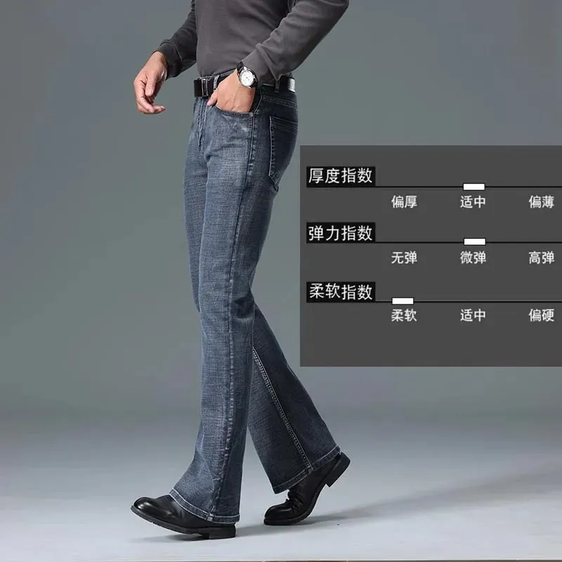 2026 Autumn And Winter Men's Mid Waist Micro Flared Jeans High-End Loose And Comfortable Blue Gray Casual Pants — image 8