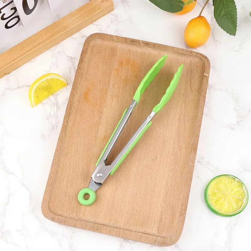 Silikon BBQ Grillen Tong Küche Kochen Salat Brot Servieren Tong Antihaft Grill Clip Clamp Edelstahl Werkzeuge Gadgets — image 12
