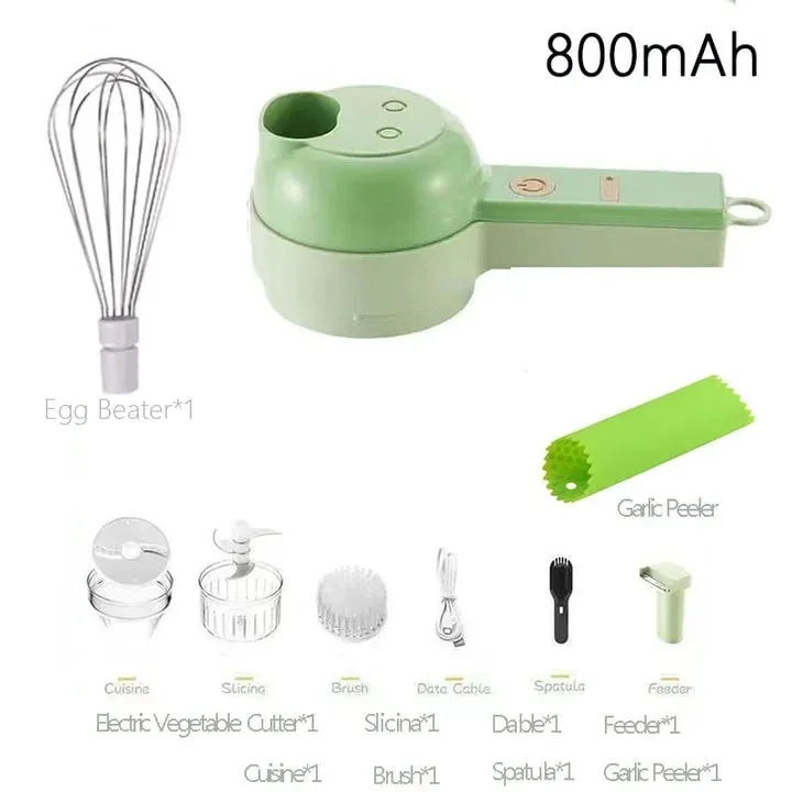 4 合 1 手持式電動切菜機無線食品加工機蔬菜切片機套裝辣椒蒜泥切碎烹飪小工具 — image 11