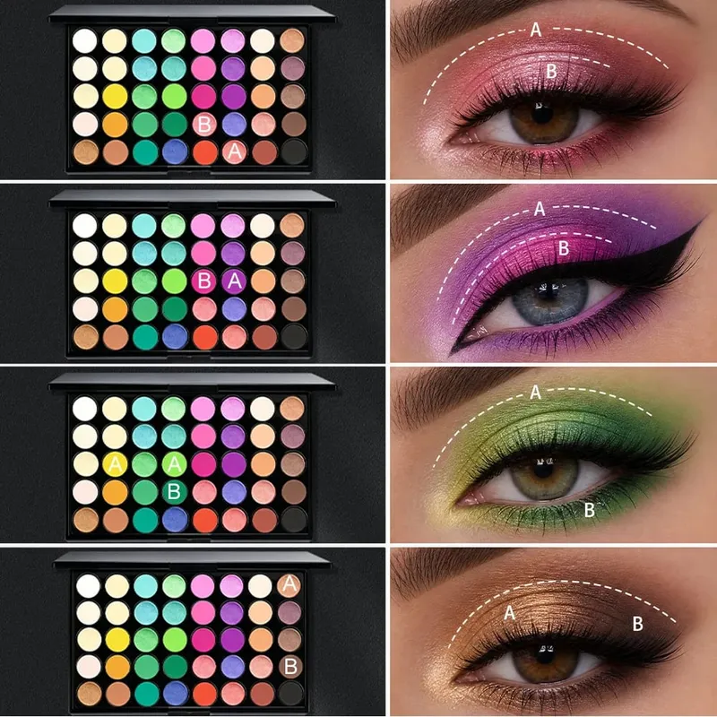 3pcs Set Solek untuk 40 Warna Palet Pembayang Mata Pelangi+Maskara Hitam dengan 1pc Berus 3 Dalam 1 Kit Solek Untuk Pesta Harian Harian — image 6