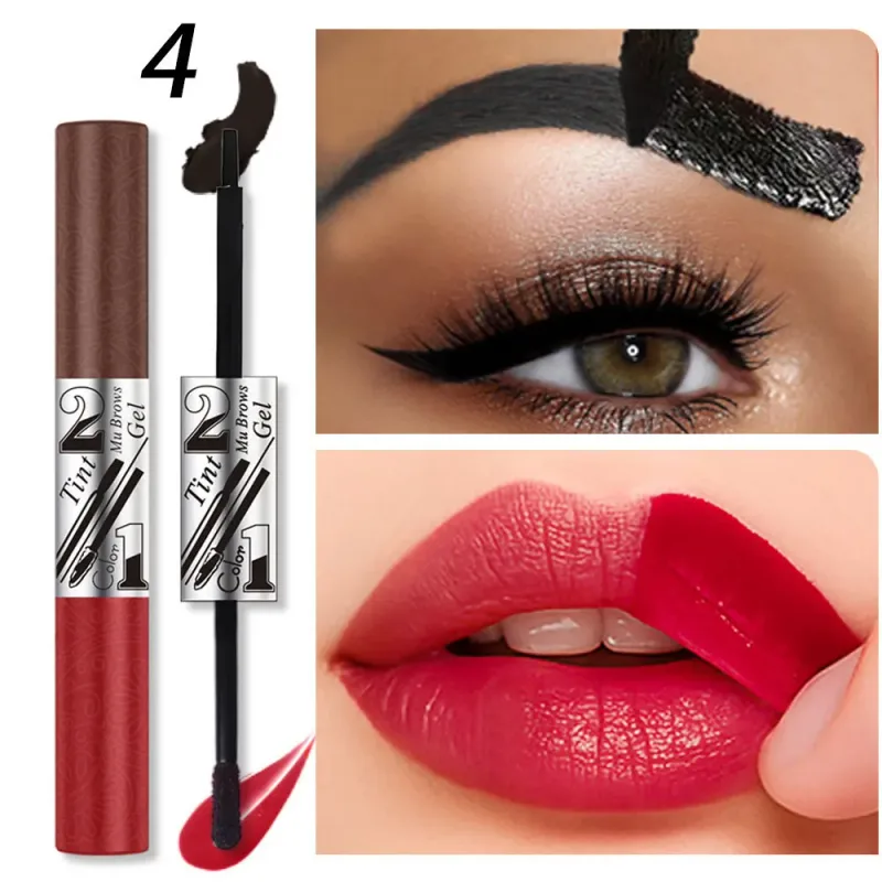 2in1 Lipstick Eyebrow Cream Double-Headed Tearable Sexy Lip Gloss Smooth Contour Waterproof Long-Lasting Lips Makeup Lipgloss