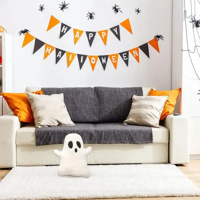 32 cm sød Halloween pude udstoppet spøgelsespude blød tegneserie spøgelsesdukke legetøj udstoppet plys Hjem Halloween dekorationer — image 4