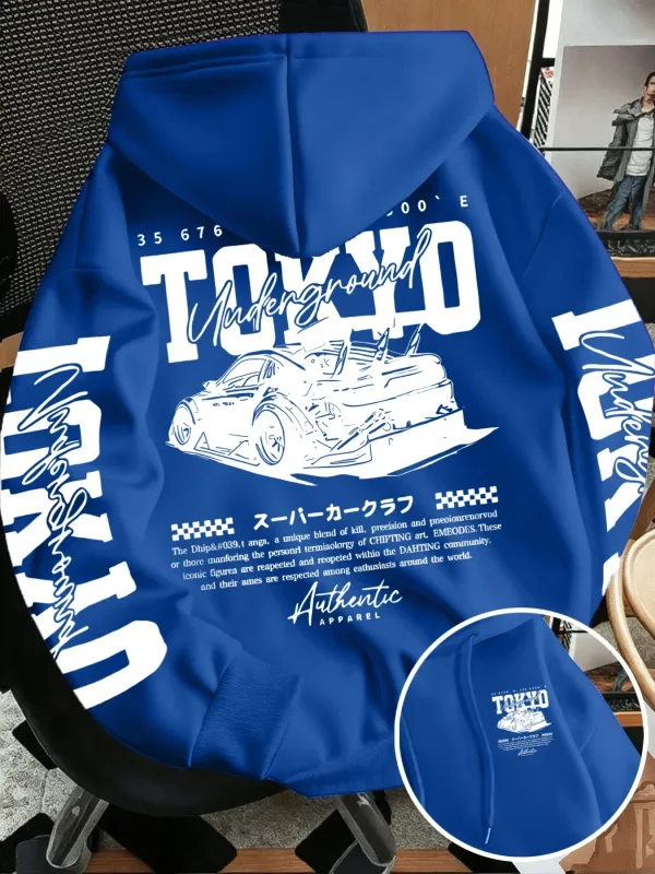 Sweat-shirt à capuche pour hommes, nouvelle collection automne hiver, course souterraine de Tokyo, dessin de ligne imprimé, haut tendance de rue japonaise — image 5