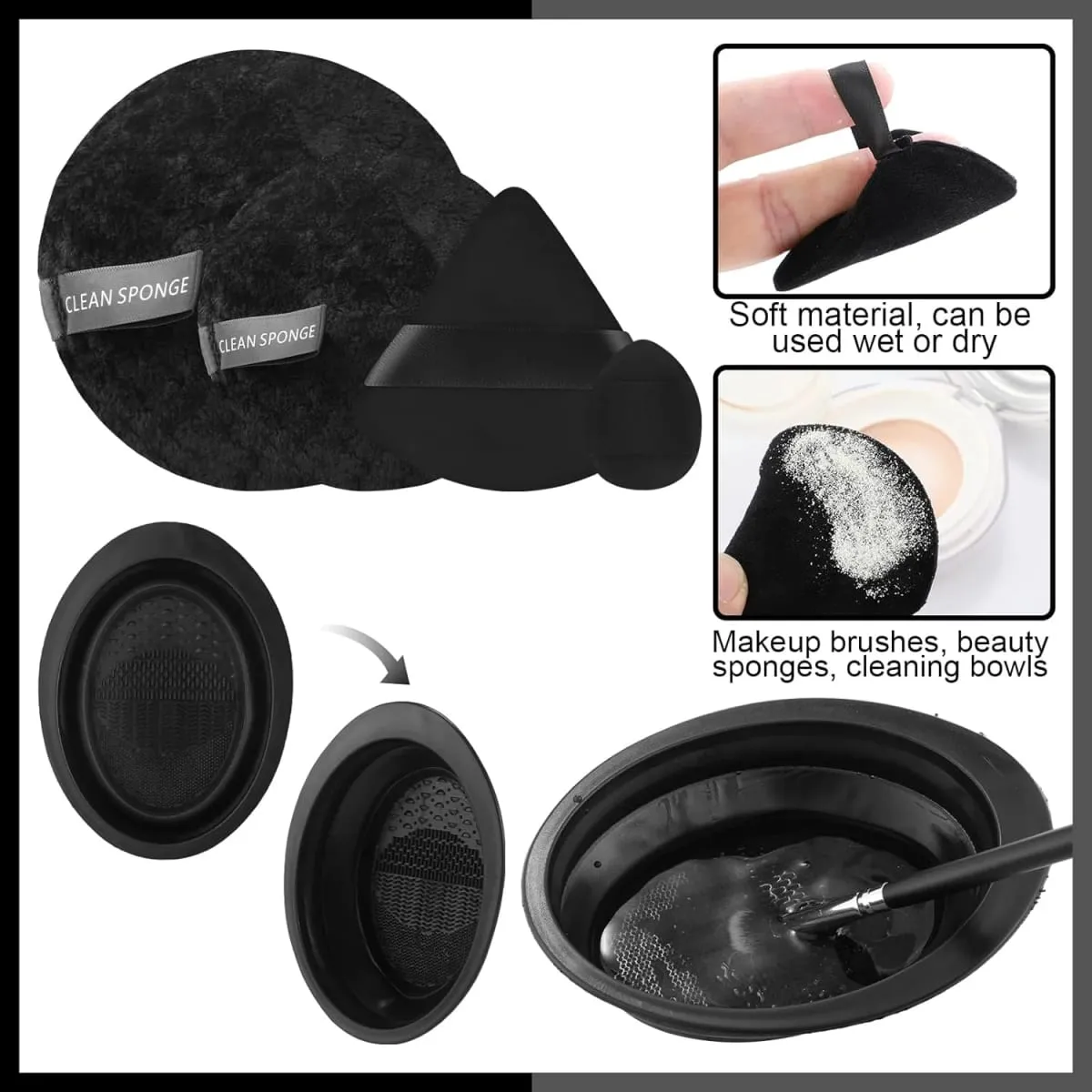 16 stk professionelt makeup børstesæt øjenskygge Contouring Foundation Highlight Indstilling Powder Blending Makeup Sponge Powder Puff — image 4
