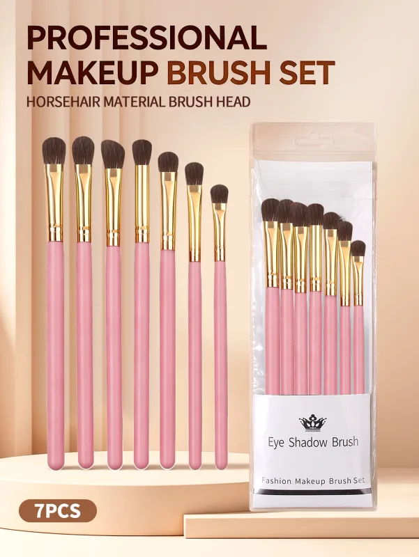 7Pcs Professional Eye Shadow Brush Set Horse Hair Eyeshadow Makeup Brushes Kit For Eye Blending Shading Cosmetic Makeup Tools — image 9