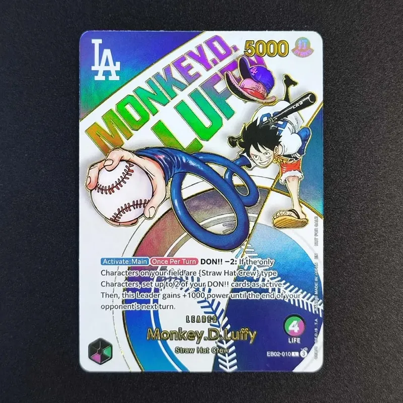 DIY OPCG ONE PIECE CARD Monkey.D.Luffy Ace (010) (Dodgers x ONE PIECE) EB02-010 One Piece โปรโมชั่นอะนิเมะการ์ดภาษาอังกฤษฟอยล์