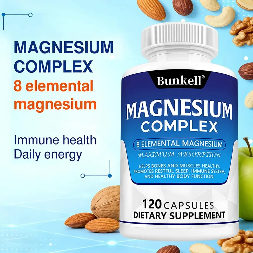 Magnesium Complex 120 Capsules - Bone Muscle & Heart Health Supplement Sleep Support Muscle Relaxation Stress & Anxiety Relief — image 3
