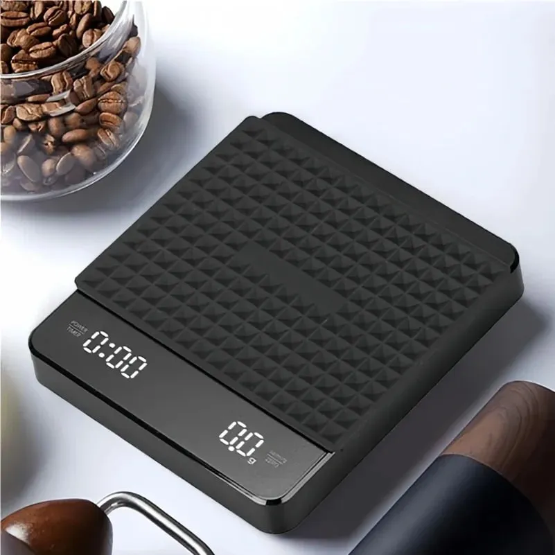 เครื่องชั่งกาแฟอิเล็กทรอนิกส์ความแม่นยำสูงพร้อมแผ่นกันน้ำจอแสดงผล LED USB Timing Professional Home อุปกรณ์เสริมกาแฟ 3 กก./0.1g — image 1