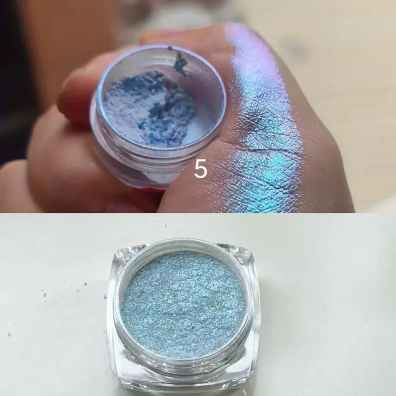 Ombretto glitterato in polvere a lunga durata Chrome Chameleon Ombretto olografico in polvere Pigmento Trucco per occhi per cosmetici da donna