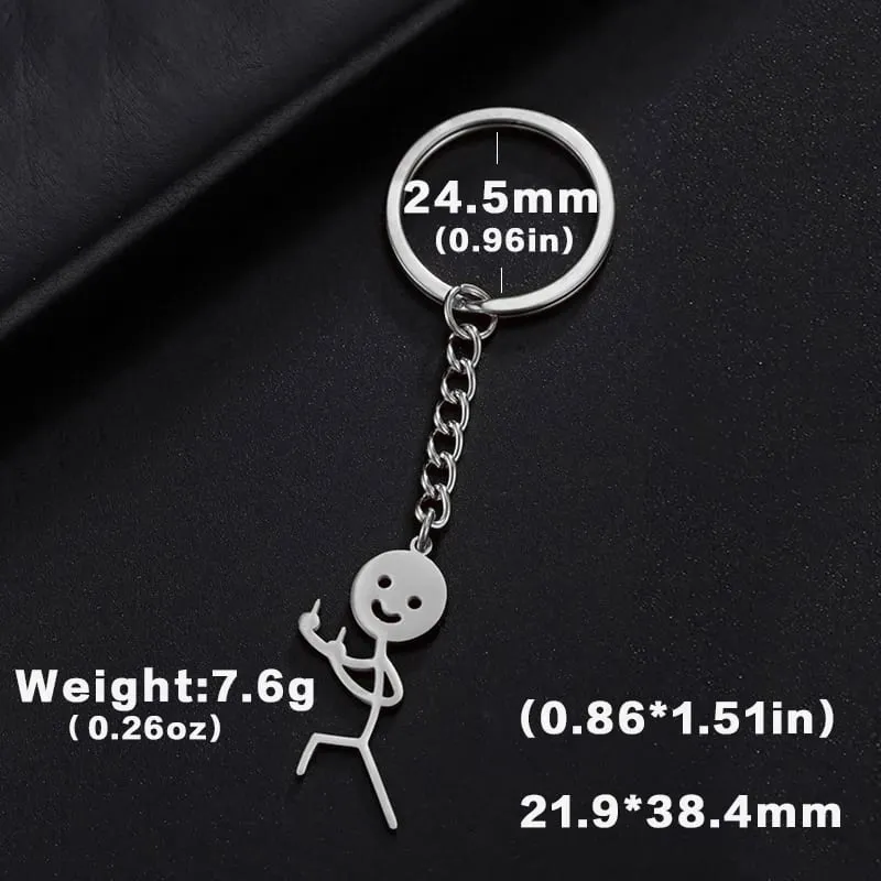 Teamer ตลกนิ้วกลาง Stickman พวงกุญแจ 2026 แนวโน้มน่ารักกระเป๋าจี้รถคู่ใหม่ Trinket ของขวัญพวงกุญแจ — image 8
