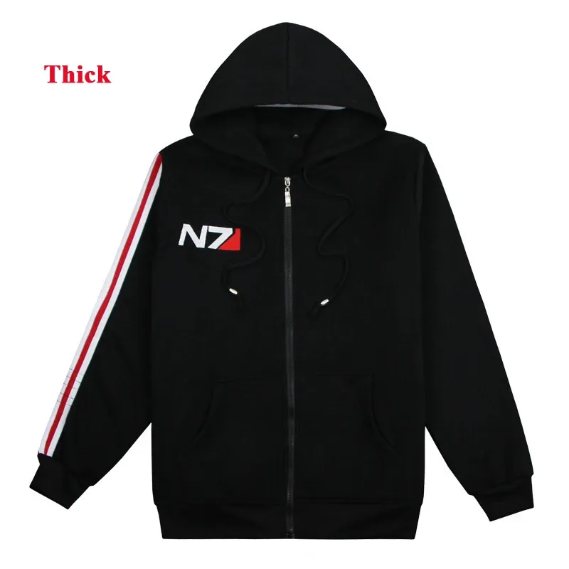 Game Mass Effect N7 Hoodie Unisex Sweatshirt Jacket Embroidered Zipper Hoodies Men Women Coat N7 Tshirt Streetwear