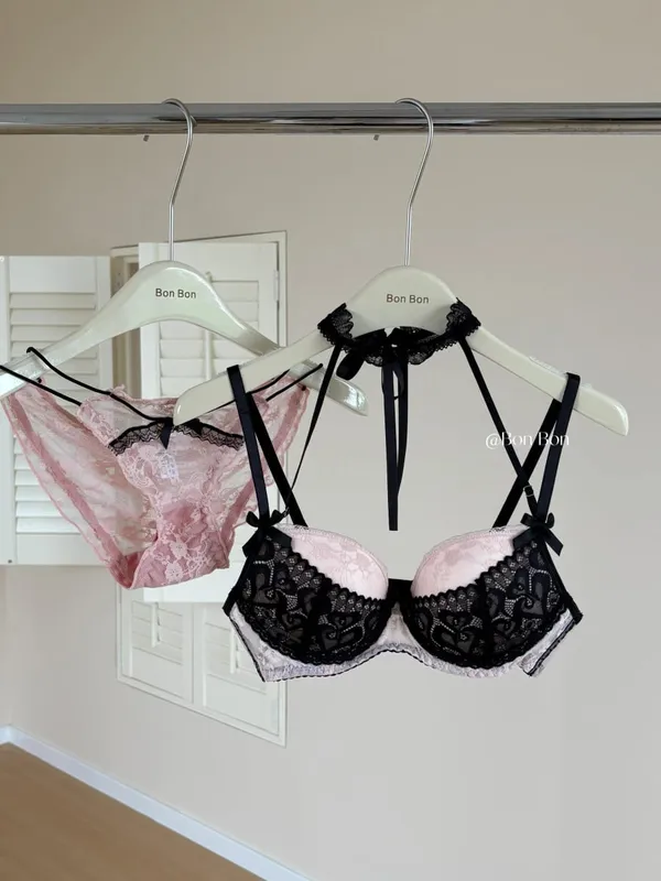 Französisches romantisches Neckholder-Spitzen-BH-Set für Damen, Push-up-Unterstützung, weiche, dehnbare Dessous-Unterwäsche, kleine Brust, S-XL — image 10