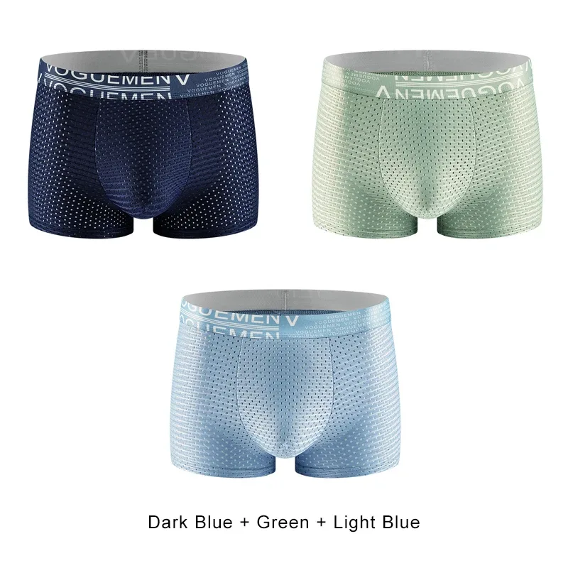 3PCS/set Men Gift New in Underwear for Men Lingerie Thin Briefs Traceless Large Size Panties Sports Ice Silk Breathable Boxer