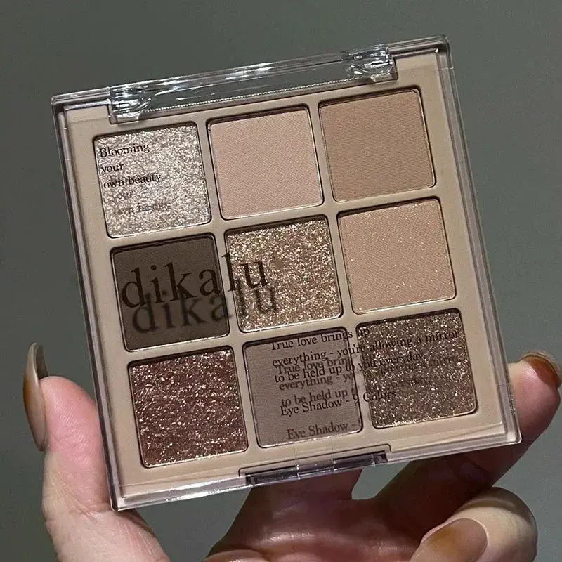 9-Izgara Göz Farı Paleti Glitter Sedefli Mat Akrilik Şeffaf Göz Farı Makyaj Uzun Ömürlü Kadın Güzellik Kozmetik 1 PC