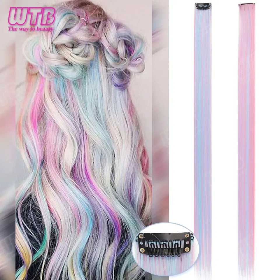 60cm Synthetic Wig BB Clip Style Colored Hair Extension with Laser Wire Suitable for Women Girls to Wear at Holidays and Parties — image 13
