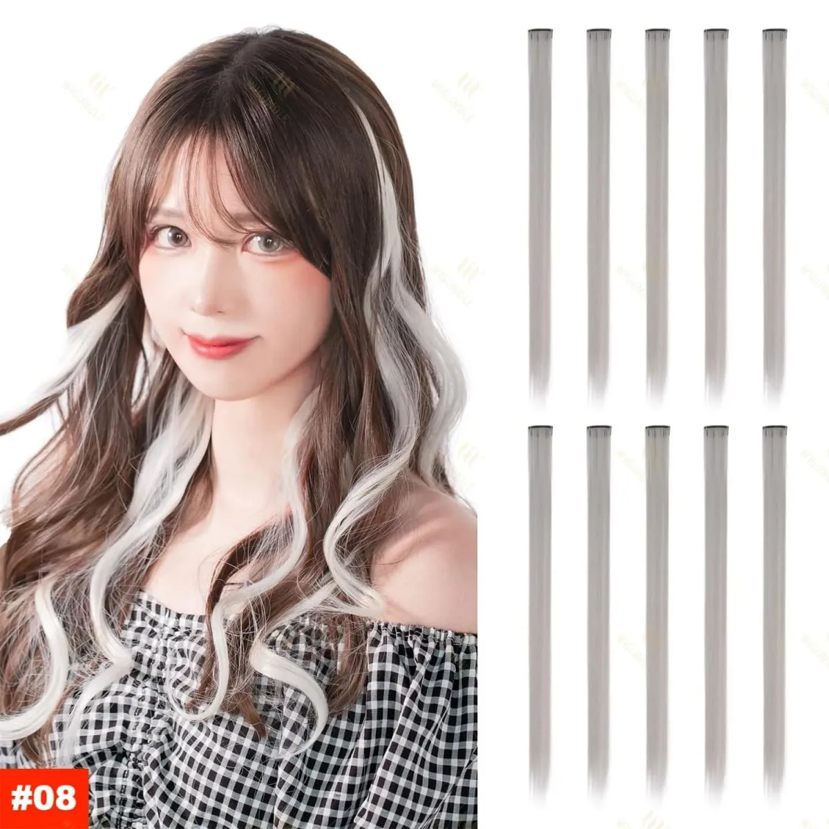 2026 สี Highlight Hair Extensions 22 นิ้วสายรุ้งสังเคราะห์ยาวตรง Hairpieces สีม่วงสีชมพูสีฟ้าสำหรับหญิงสาวเด็ก — image 10