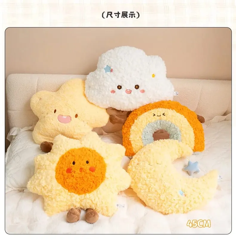 Siri Cuaca Bantal Mewah Bulan Lembut Gebu Hiasan Sofa Belakang Kusyen Hadiah Mainan Mewah Comel Untuk Hiasan Bilik Tidur Rumah Wanita