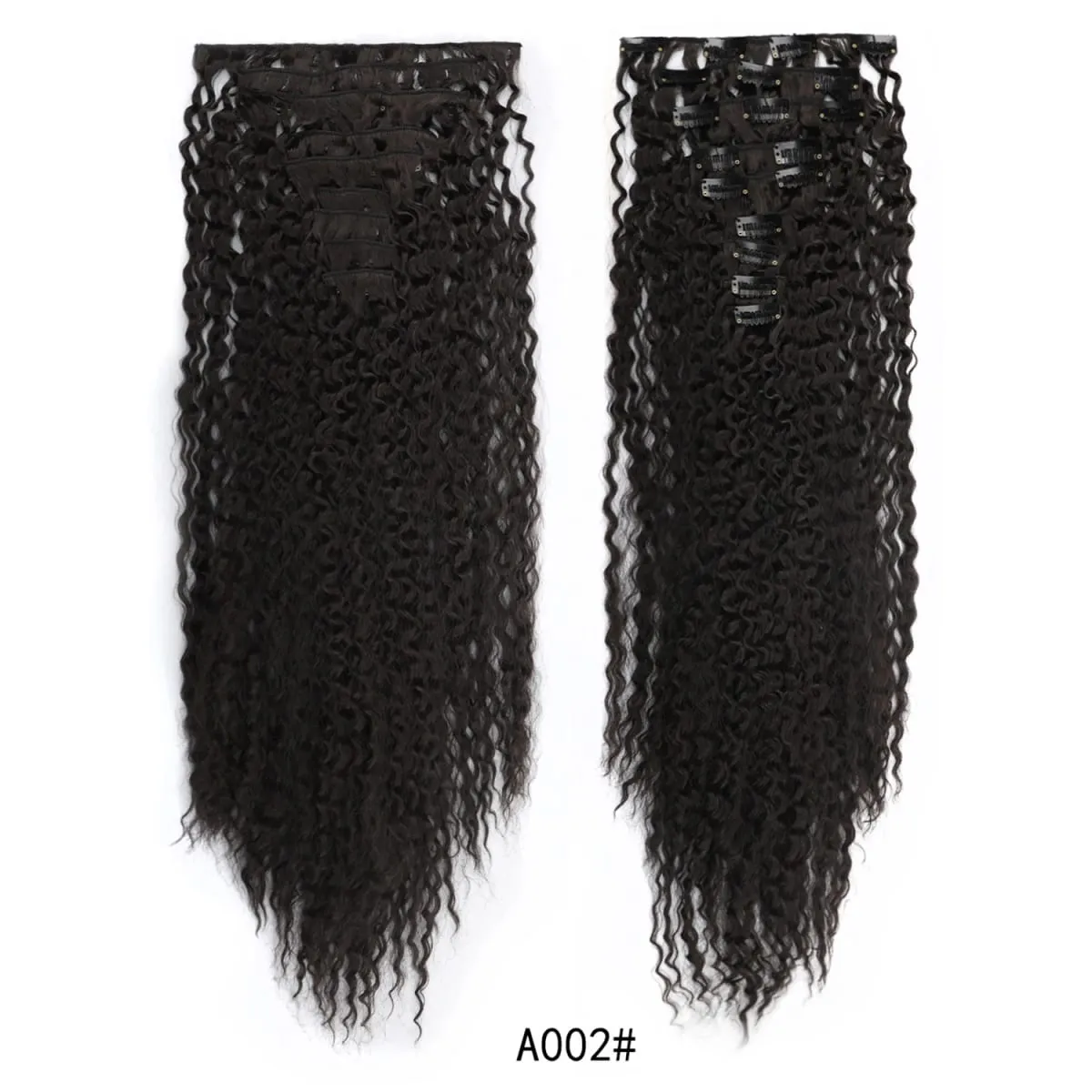 Jeedou Deep Wavy Curly Hair 9Pcs Set Clip-in Hair Extensions Hairpieces with 18 Clips Brown Color Synthetic Hair For Women