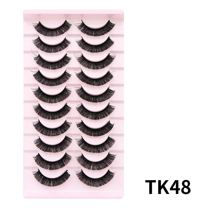 10 쌍 러시아어 DD 컬 벌크 푹신한 스트립 속눈썹 천연 소프트 가짜 속눈썹 매일 및 파티를위한 재사용 가능한 수제 눈 속눈썹 — image 14