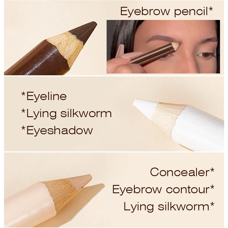 3ชิ้นไม้อายแชโดว์Liner Contourคอนซีลเลอร์ดินสอชุด-สีขาวอายแชโดว์คิ้วContourคอนซีลเลอร์กันน้ำแต่งหน้าชุด — image 3