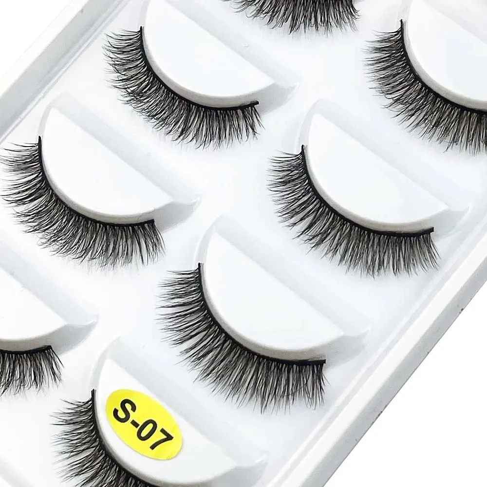 5 paires S03 aspect naturel 3D vison faux cils outils de maquillage Style moelleux eau vison fourrure faux cils pour le maquillage des yeux — image 4