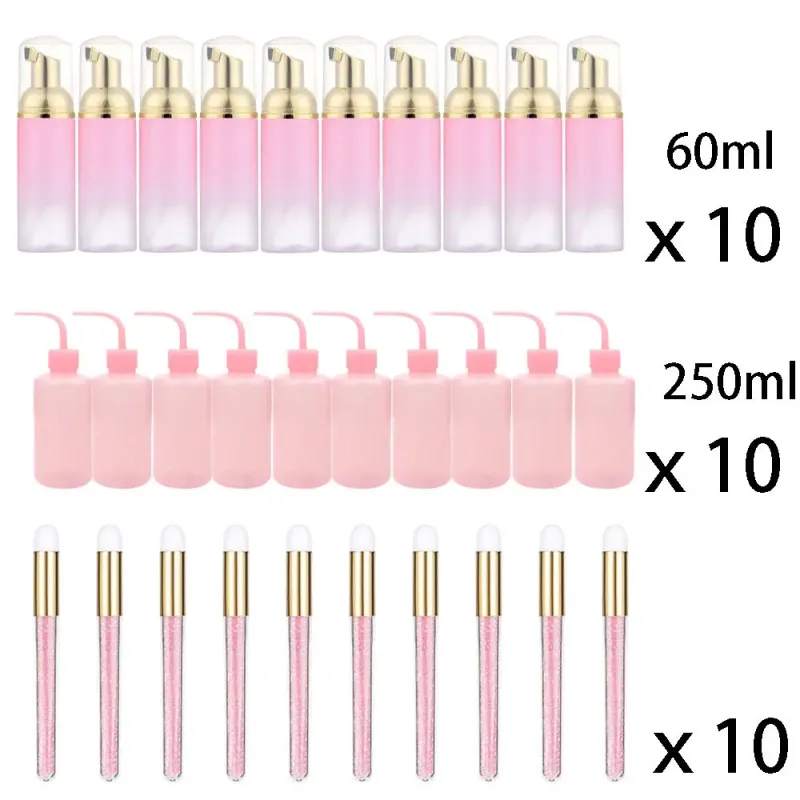 60ml Genopfyldelig lækagefri tomme skummoussepumpeflasker Lash Extension Cleansing Kit Blød børste 250ml skylleflaske Skønhedsværktøj — image 12