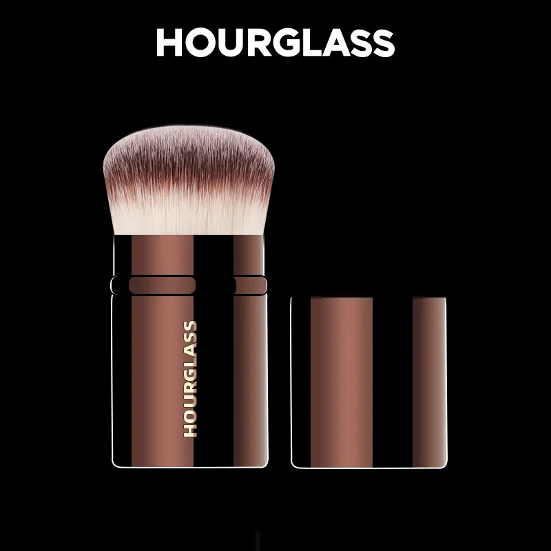 Infällbar professionell makeupborste 3-i-1 multifunktions Foundation Powder Blush Brush Reseportabelt kosmetiskt verktyg med mjuk — image 1