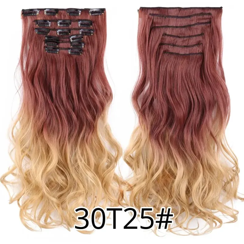 Leeons 16Clips Long Straight Synthetic Clip On Hair Extensions Cheveux Clip Naturel High Temperature Fiber Black Brown Hairpiece — image 13