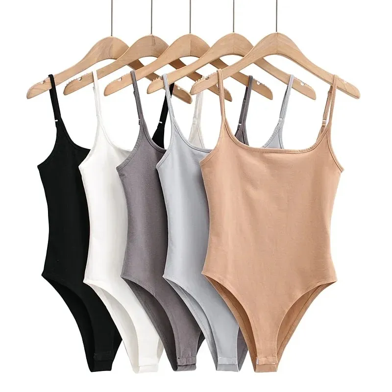 Sommarnyheter i butiken Ren färg Tunn Stretch Stickad Sling One-Piece Sexig Beach Style — image 2