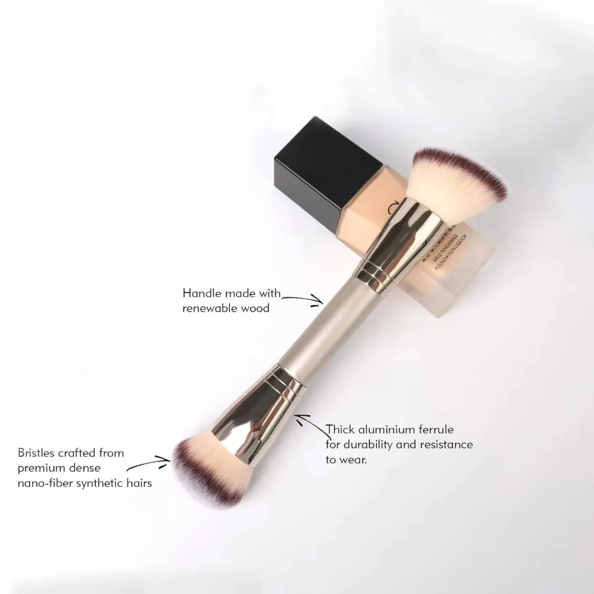 Berus Asas Dwi Berakhir untuk Serbuk Cecair Blush Concealer Alat Solekan Profesional Kontur dengan Beg Perjalanan untuk Gadis Wanita — image 4