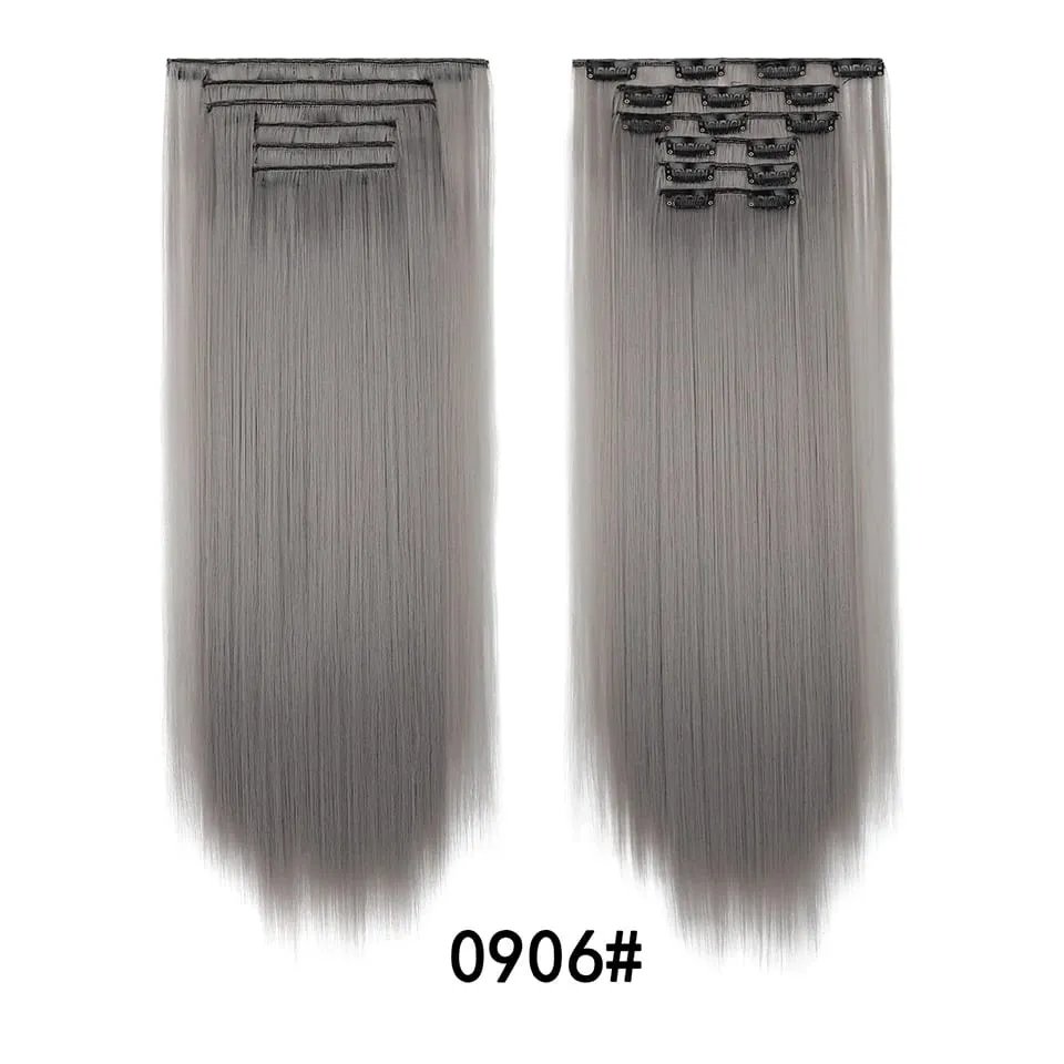24Inch Clip in Hair Extensions Invisible Synthetic Extension 6PCS Long Straight Heat Resistant Clips on Hairpieces for Women — image 35