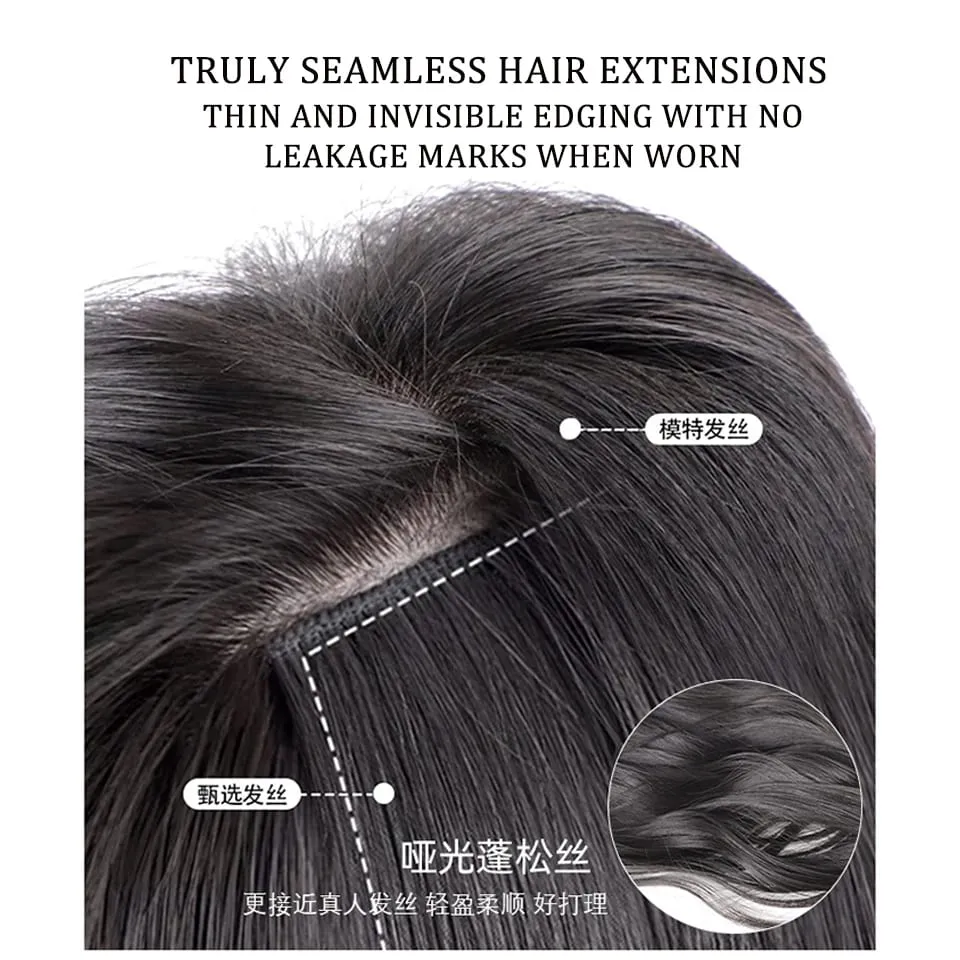U Part Hair Extensionsสังเคราะห์Curly Waveคลิปในส่วนขยายของผมOne Piece 3/4 Full Headครึ่งวิกผมตรงหนาhairpiece — image 2