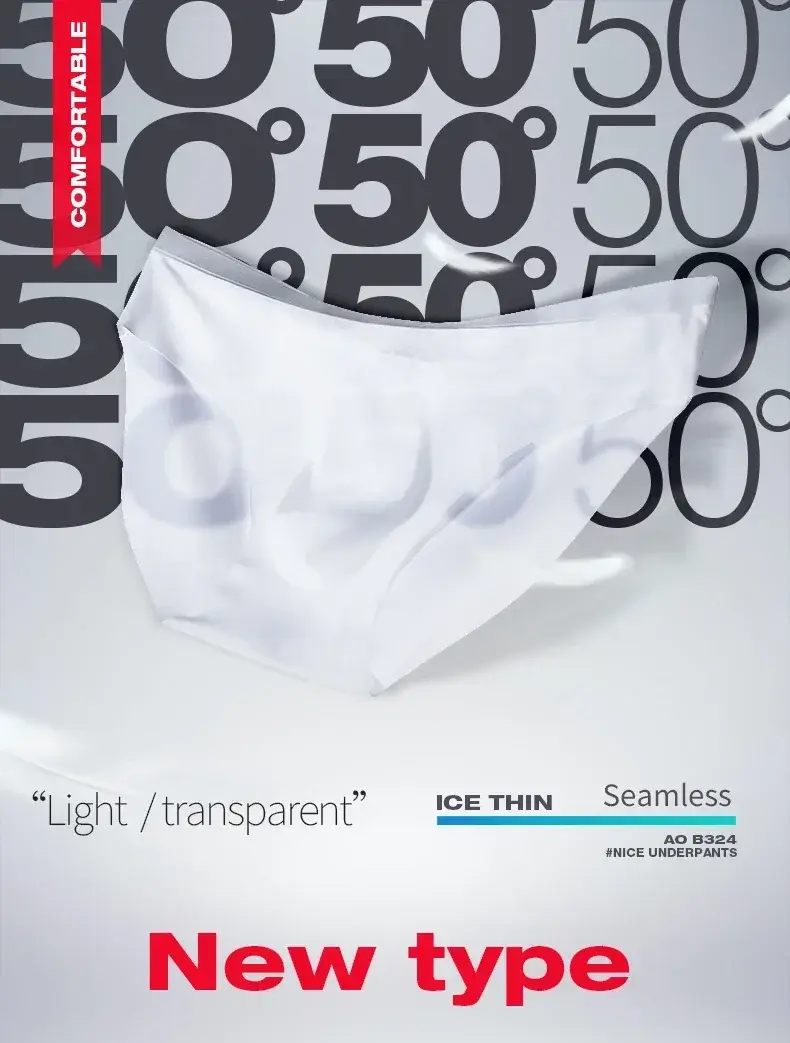3PC Herrenunterwäsche aus Eisseide, Sommer atmungsaktiv, schnell trocknend, nahtlose Shorts, transparent, ultradünn, personalisierbar — image 10