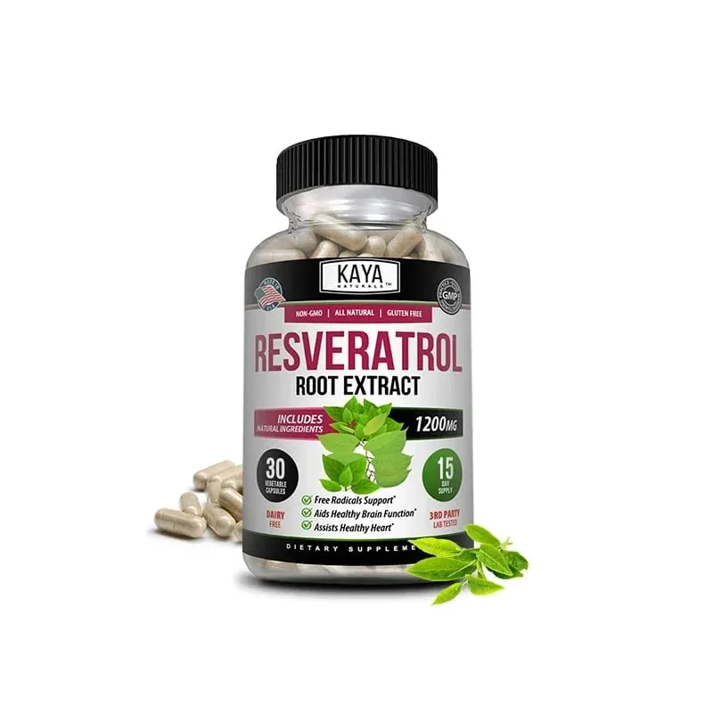 Kapsul Resveratrol - Suplemen Antioksidan untuk Mendukung Kesehatan Peredaran Darah dan Kesehatan Secara Keseluruhan - Non-GMO