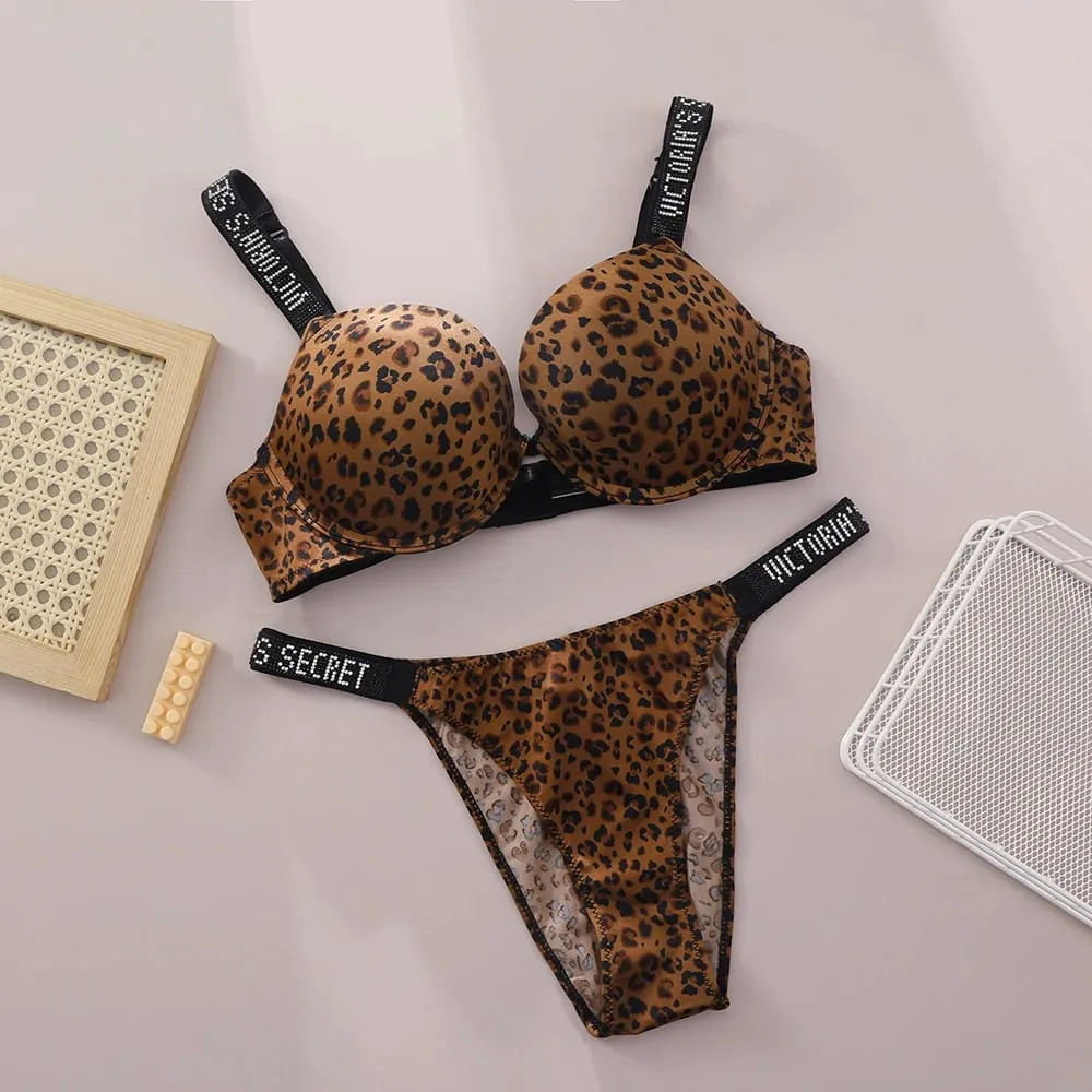 Victoria Secret Shine Script Perizoma Mutandine Molto sexy Logo Shine Strap Reggiseno push up Set Lingerie sexy da donna Hot — image 6