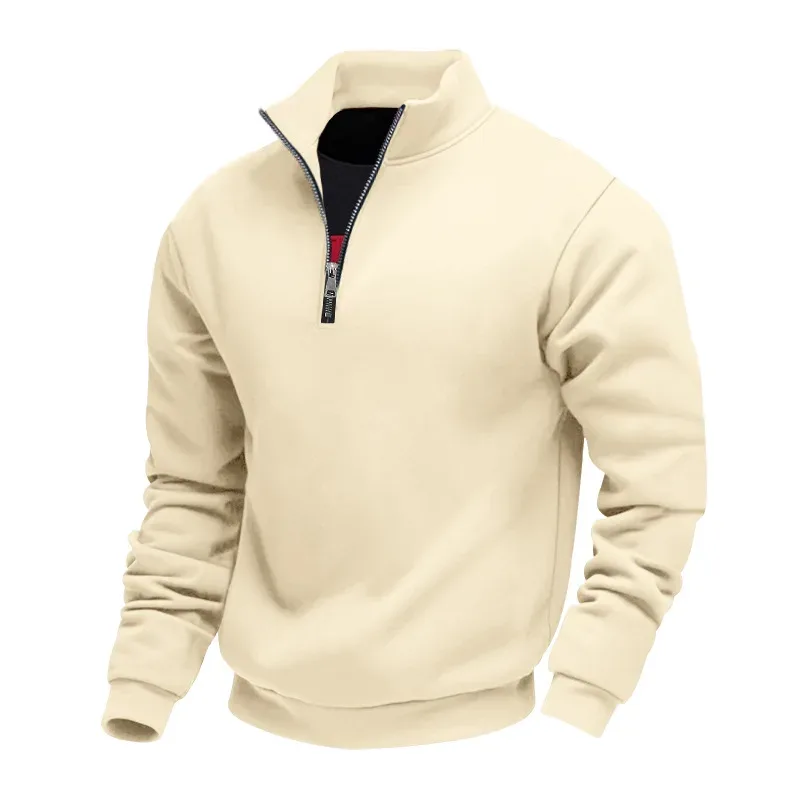2026 New Fleece Lined Half Zip Sweatshirt for Men, Autumn Winter Solid Color Plus Size Casual Pullover Hoodie Daily Leisure Wear — image 39