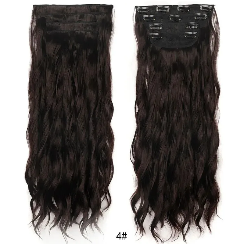 Jeedou pince dans les Extensions de cheveux 4 pièce/ensemble synthétique longs ondulés cheveux épais rebondissant bouclés pleine tête postiche aspect naturel — image 16
