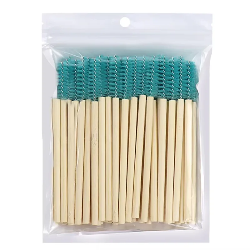 50 stk. Bambus håndtag øjenvippe børster Mascara tryllestave Applikator Øjenvipper Extension Brush Øjenbryn Spoolie Børster Makeup Tool