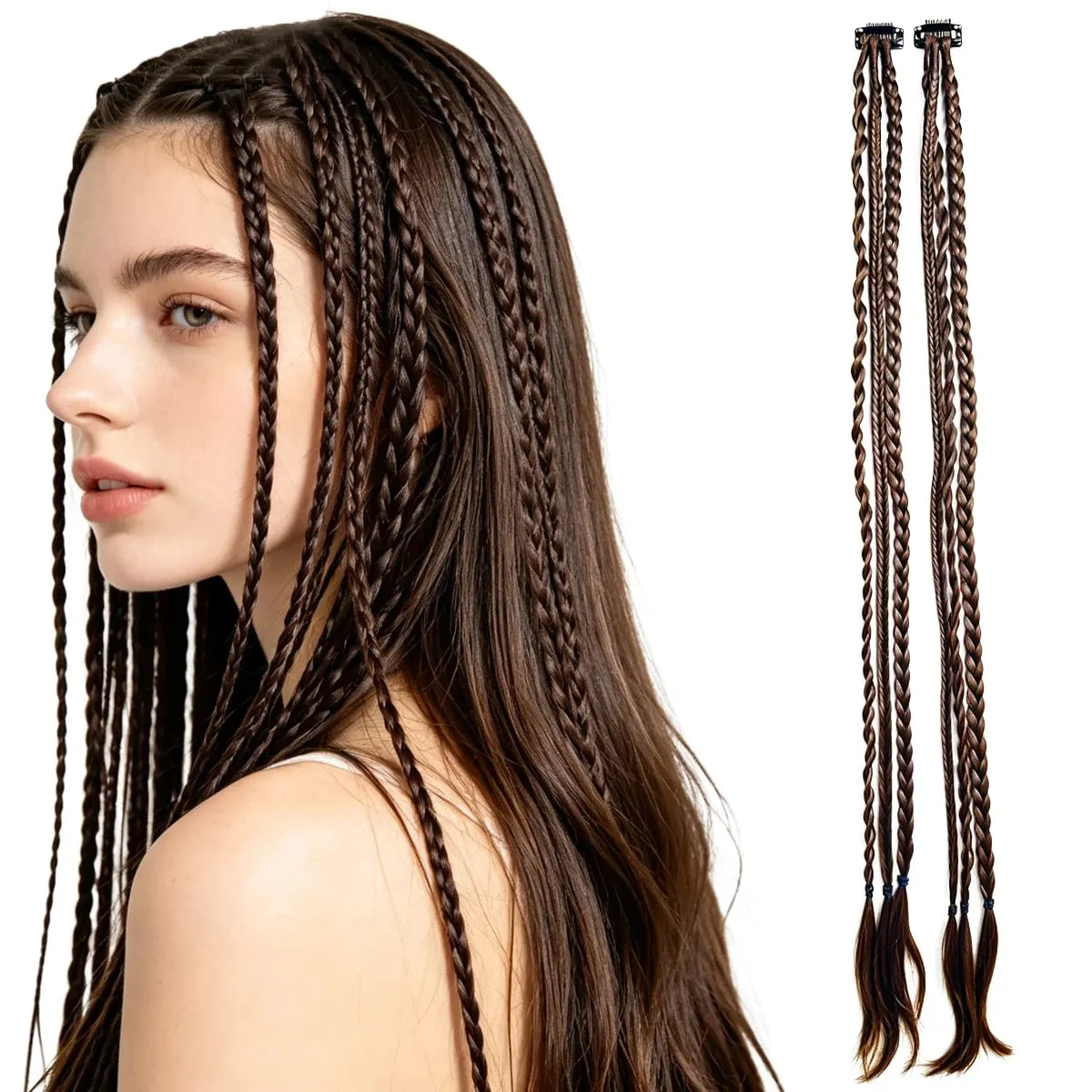 2PCS Synthetische 22"26" Clip In Zöpfe Haar Extensions Geflecht Pferdeschwanz Haarteile Geflochtene Haar Clip Auf Zöpfe für Frauen Tägliche Party — image 6