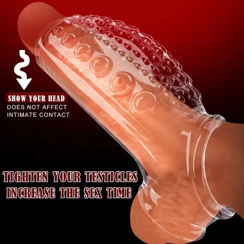 Reusable อวัยวะเพศชายขยาย Cock แหวน DELAY Ejaculation อวัยวะเพศชายถุงยางอนามัย Dick แขนซิลิโคน Glans ฝาครอบขยายเพศของเล่นสำหรับผู้ชาย — image 3