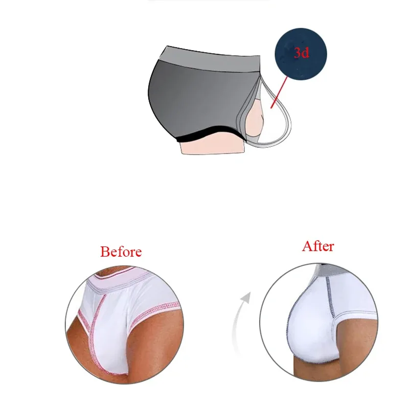 2 Keping Lelaki Sponge Pouch Pad Stereo Push Up Cup Pad Seluar Dalam Di Dalam Meningkatkan Perlindungan Depan Kusyen Dalam Padded Membesarkan Cups — image 8