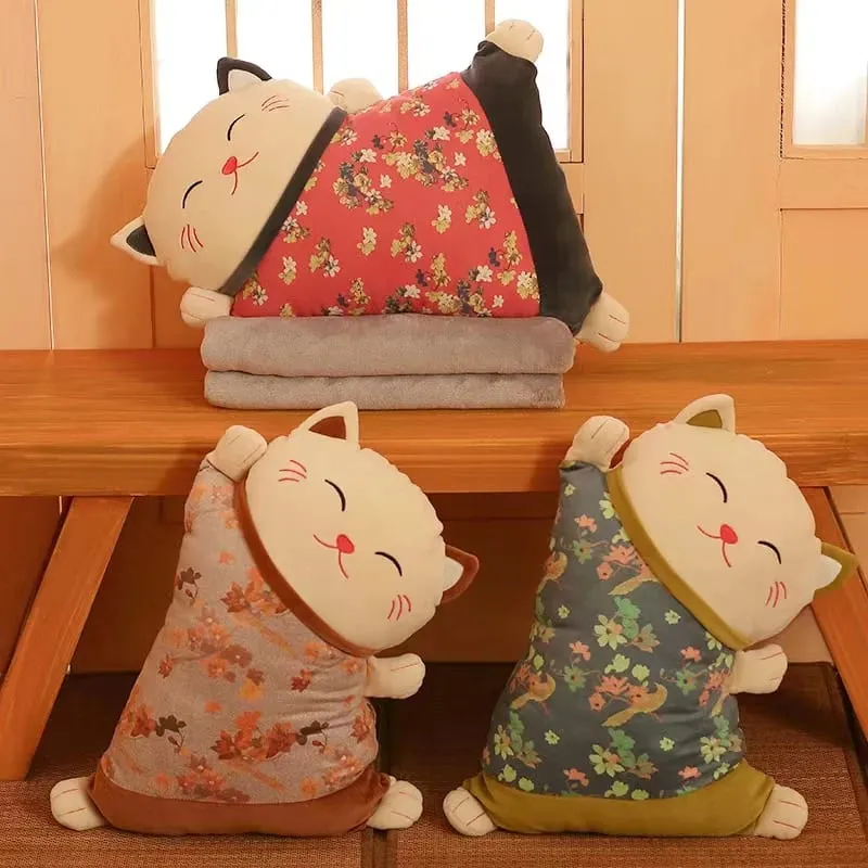 น่ารัก Kawaii Fortune Cat โยนหมอนผ้าห่ม Dual ใช้โซฟาพนักพิงโยนหมอนรถที่นั่งเอว Protector เบาะหมอน — image 2