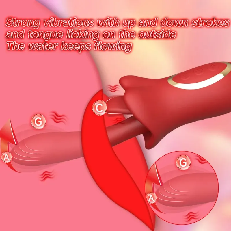 Penggetar Tujahan 10 Kelajuan untuk Wanita 3 Mod Jilat Lidah G Spot Clitoris Massager 100% Kalis Air Mainan Seks Dewasa — image 4