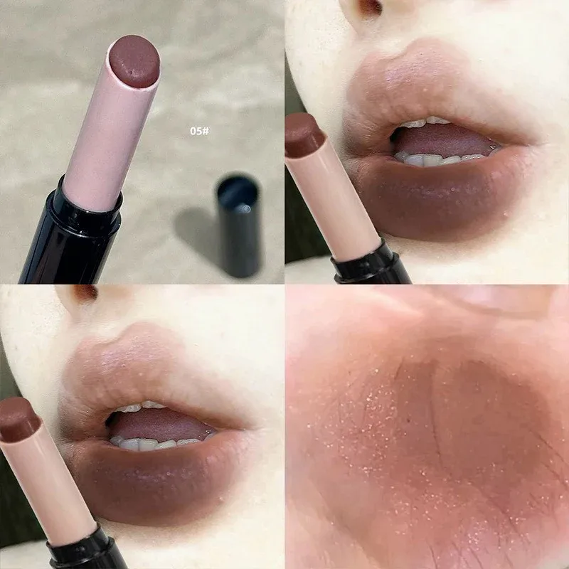 1Pc Matte Red Brown Lipstick Waterproof Matte Shimmer Lipstick Nude Lip Gloss Natural Rouge Balm Long-lasting Makeup Stick — image 8