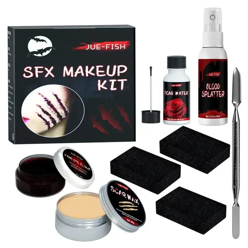 Halloween Particular Effects Fake Scar Wound Makeup Kit Bag | Halloween Horror Cosplay Skin Wax Plasma Scar Paint Makeup Tool — image 1