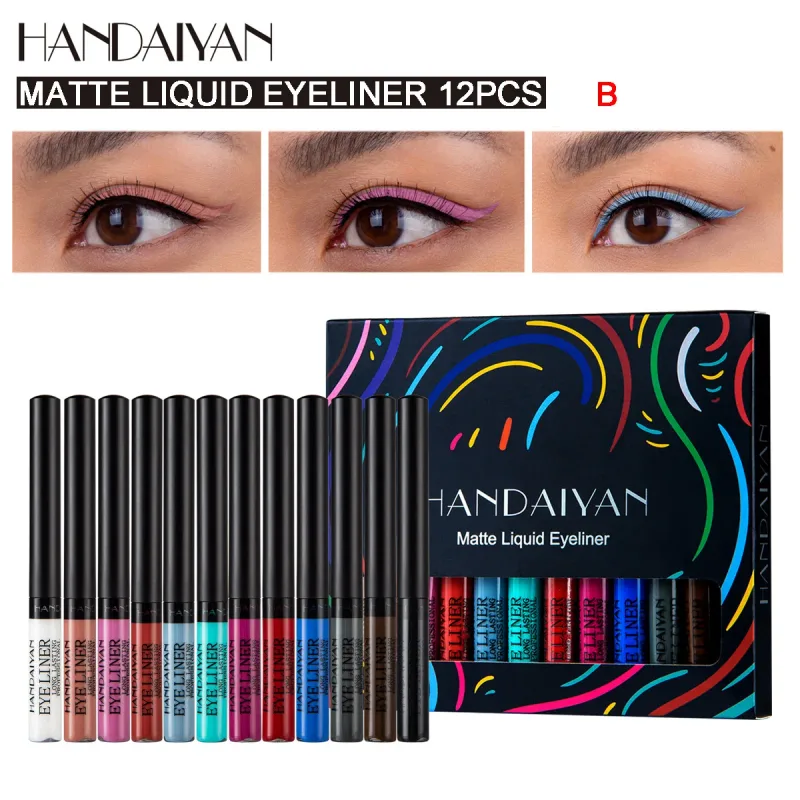 12 Colors Waterproof Eyeliner Pen Set Matte Long Lasting 24 Hours Fluorescent Eye Liner Pencils for Face Makeup Decoration — image 9