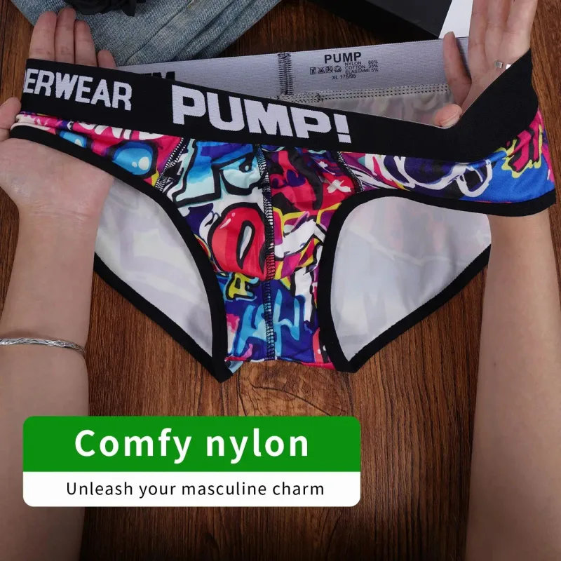 Men’s Graffiti Print Triangle Underwear Elastic Waistband Ice Silk Breathable Underwear 3256811822635074 — image 9