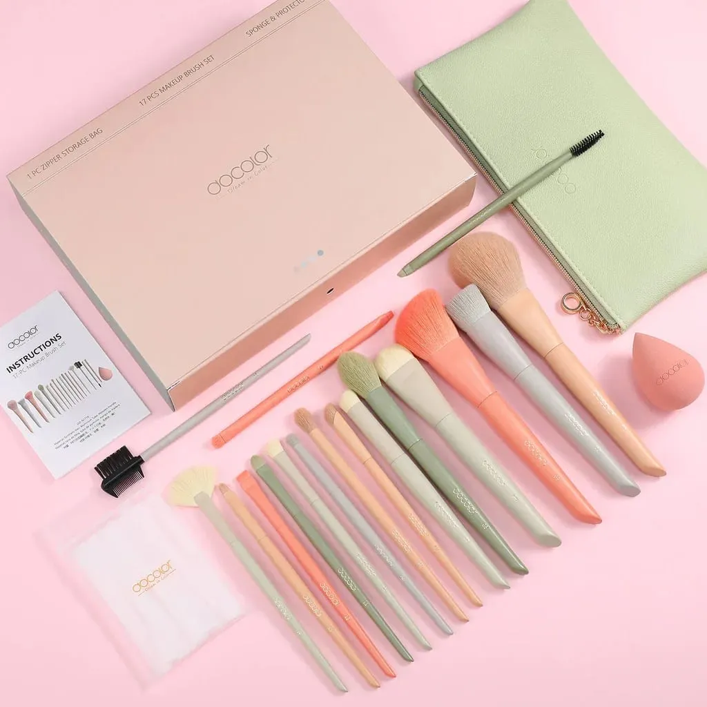 แปรงแต่งหน้า Docolor 17 ชิ้นชุดแปรงแต่งหน้าแปรงรองพื้นสังเคราะห์ Powder Contour อายแชโดว์ Liner Blending Highlight TOOL — image 5