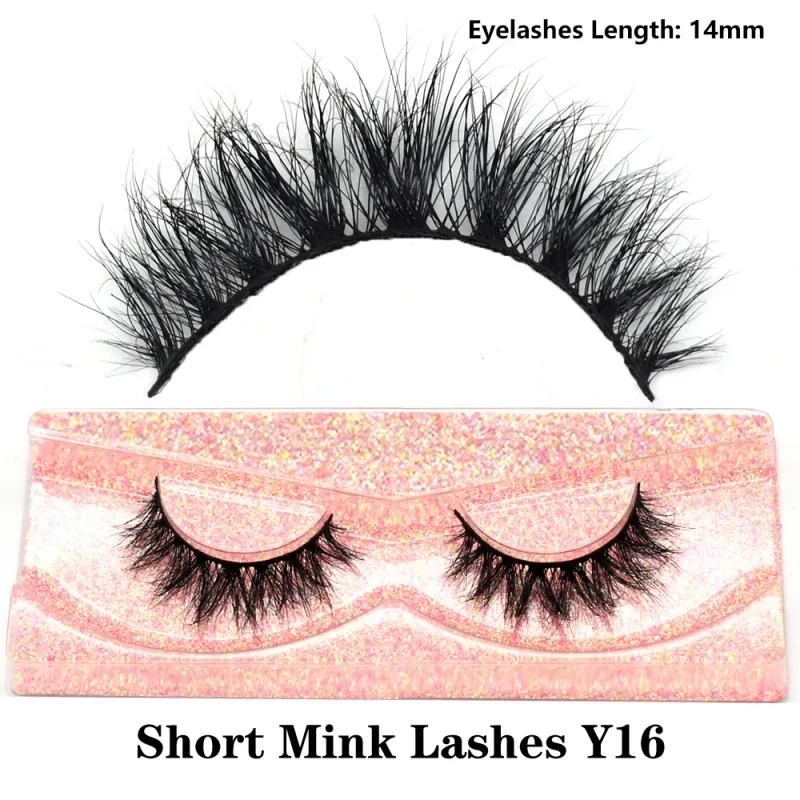 Mink จริงปุยสั้น Eye Lashes Extension Wispy นุ่มธรรมชาติขนตาปลอมสั้นสวมใส่ทุกวัน Full Strip Lashes แต่งหน้า — image 26